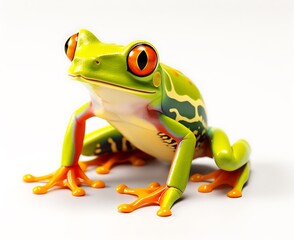 Red-eyed tree frog on white background. 3D illustration.