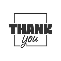 Thank you label design with typographic combination. Modern stylish lettering for thanks message.