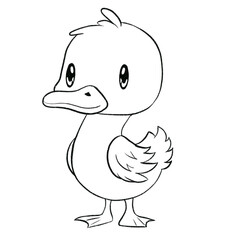 Coloring book cute duck 