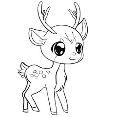 Coloring book cute deer