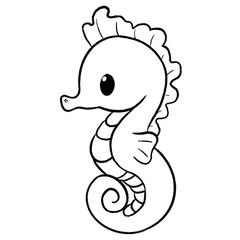 Coloring book cute seahorse 