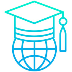Outline gradient Worldwide Graduate icon