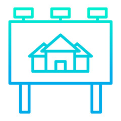 Outline gradient Home sign board icon