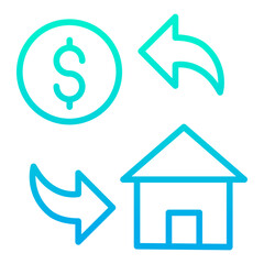 Outline gradient Dollar Home Cost icon