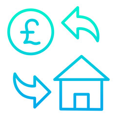 Outline gradient Pound Home Cost icon