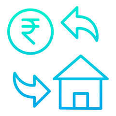 Outline gradient Rupees Home Cost icon