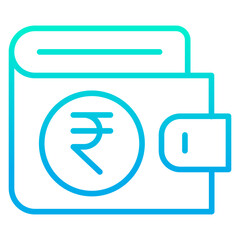 Outline gradient wallet Rupees icon
