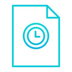 Outline gradient Clock Document icon
