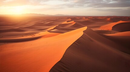 Panoramic view of sand dunes in the Sahara desert, Morocco - obrazy, fototapety, plakaty