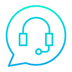 Outline gradient Message headphone icon