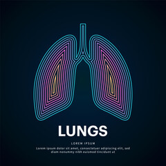 Human lung medical structure. Vector logo lungs color silhouette on a dark background. Lungs care logo vector template - EPS 10 - obrazy, fototapety, plakaty