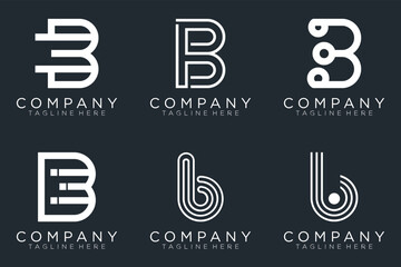 set letter B logo collection, Abstract letter B logo design. icons for business 