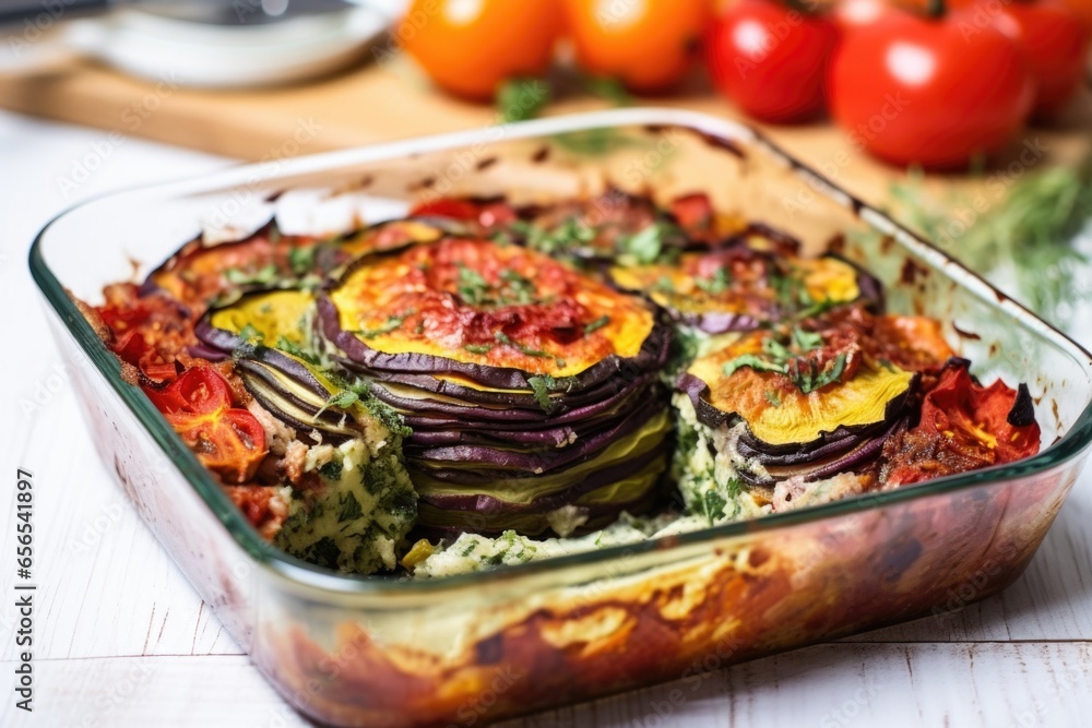 Sticker partially eaten ratatouille showing the inside layers