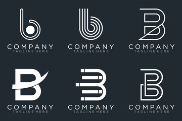 set letter B logo collection, Abstract letter B logo design. icons for business	