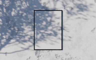 Blank picture frame mockup on concrete wall