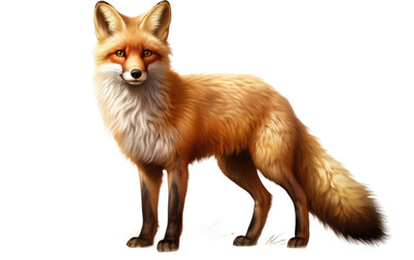 Obraz premium Beautiful Standing Red Fox on White Transparent Background.