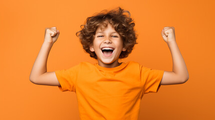 Happy boy kid isolated on studio background