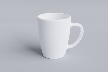Blank white mug mockup on grey background