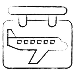 Hand drawn airport sign board icon