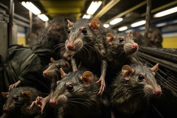 Massive rat infestation in the subway. Generative AI