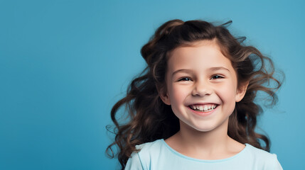 Happy girl kid isolated on studio background