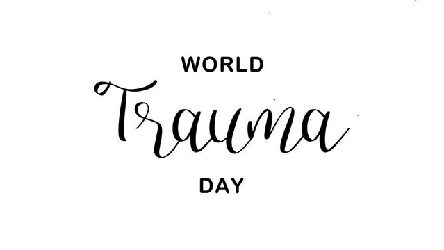 World Trauma Day Text Animation. Great for Trauma Day Celebrations, lettering with alpha or transparent background, for banner, social media feed wallpaper stories