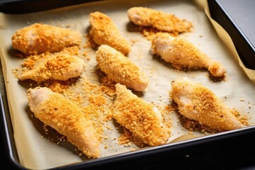 chicken wings coated in breadcrumbs before cooking