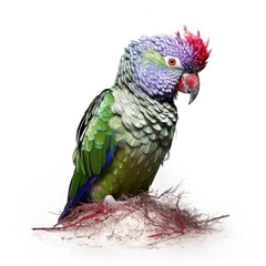 Obraz premium Lilac-crowned parrot bird isolated on white background.