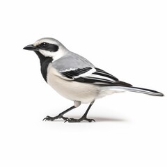 Loggerhead shrike bird isolated on white background.
