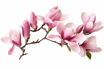 pink magnolia on white background, Generative AI