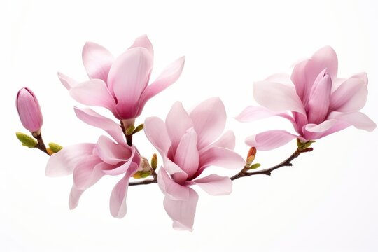 pink magnolia on white background, Generative AI
