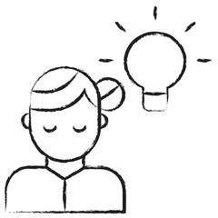 Hand drawn Woman Idea bulb icon