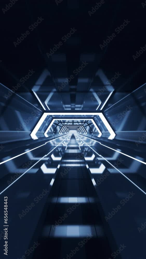 Aufkleber dark tunnel with technology structure, 3d rendering.