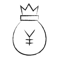 Hand drawn Yen Money bag icon