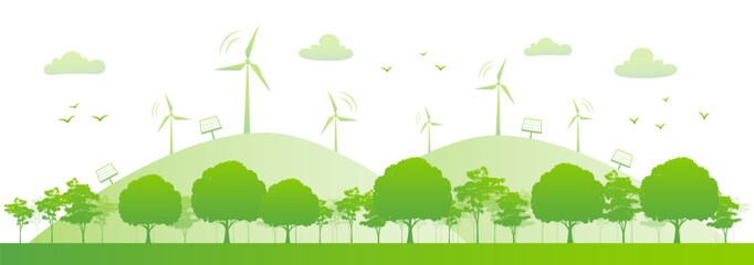 Banner design for Sustainable development and Eco friendly concept, Vector illustration - obrazy, fototapety, plakaty