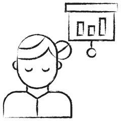 Hand drawn Woman Presentation icon