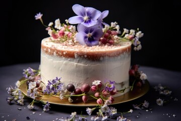 Obraz na płótnie Canvas a wedding cake garnished with real flowers