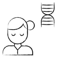 Hand drawn Woman Biology Student icon