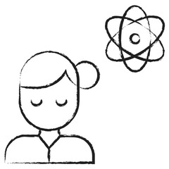 Hand drawn Physics Student woman icon