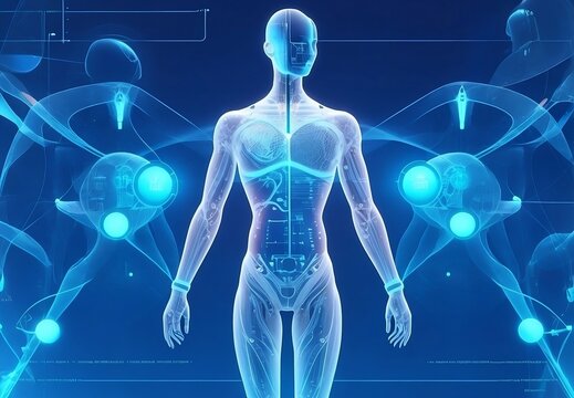 background with illustration of human body hologram