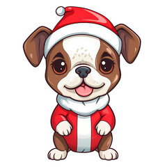 Cute Boston Terrier With Christmas Clipart Illustration