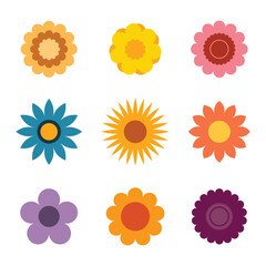 Flower geometric shapes. Colorful, minimalist, abstract symbol for element, illustration