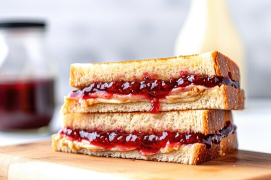 a pbj toast sandwich with crusts removed
