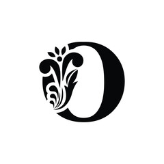 letter O. flower letters. Vintage ornament initial Alphabet. Logo vector	