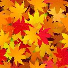 Naklejka na ściany i meble Autumn maple leaves seamless pattern