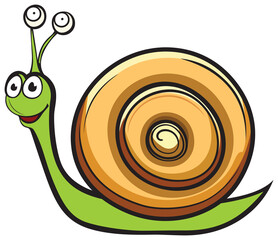 Cartoon styled snail on a white background