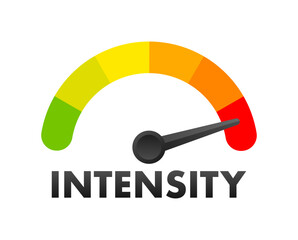 Intensity Level Meter, measuring scale. Intensity Level speedometer indicator. Vector stock illustration