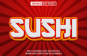 Editable sushi text effect 3d style template