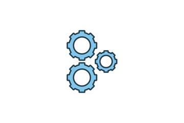 Gears Icon. Icon related to Business. Suitable for web site design, app, UI, user interfaces. Flat line icon style. Simple vector design editable