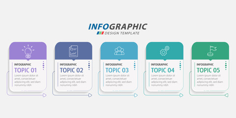 Timeline Creator infographic template. 5 Step timeline journey, calendar Flat simple infographics design template. presentation graph. Business concept with 5 options, gantt vector illustration.